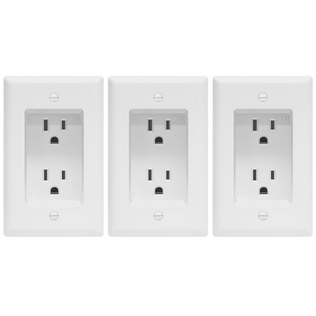 Recessed Duplex Receptacle Outlet, Tamper Resistant (Set of 3) TOPGREENER