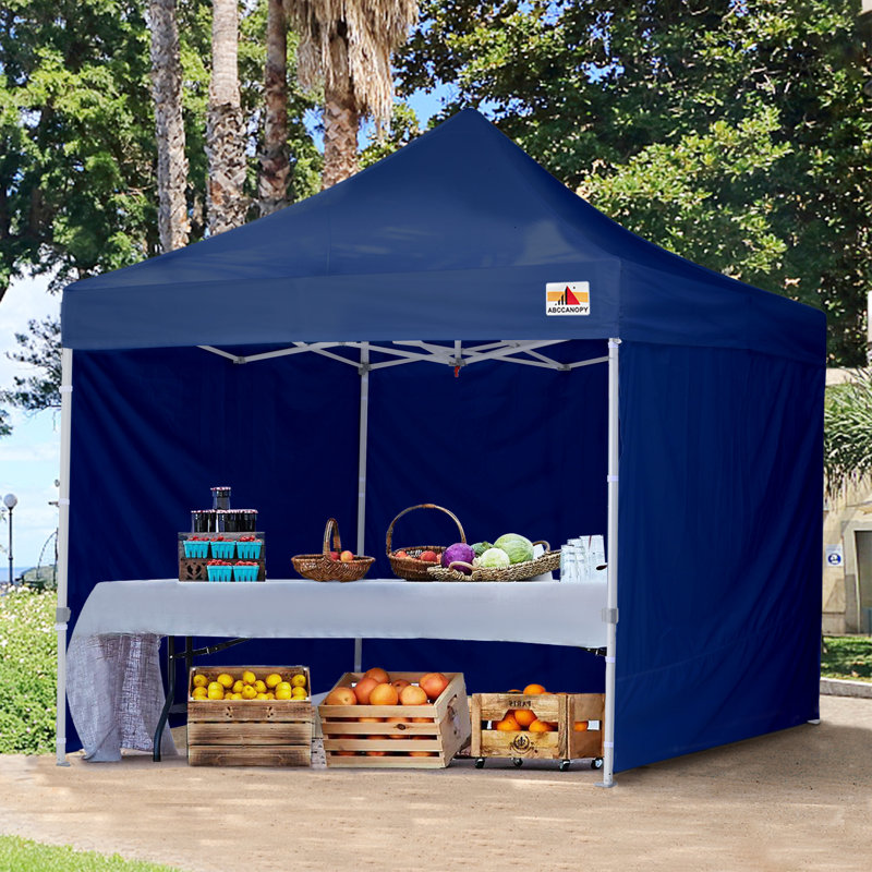 Navy Blue 10' x 10' Metal Pop-Up Canopy Tent with Sidewalls