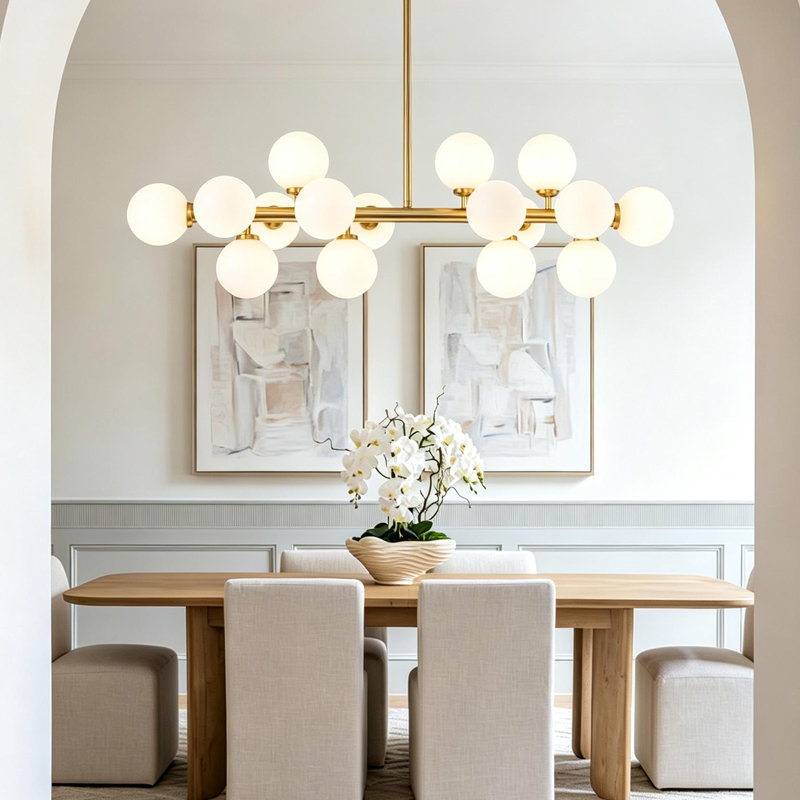 Broghan 16 - Light Kitchen Island Pendant, Gold, White