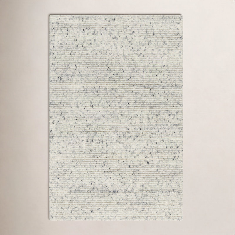 Morell Solid Color Hand Loomed Wool Area Rug in Ash/Sterling Gray/Metallic Silver, Rectangle 2' x 3'