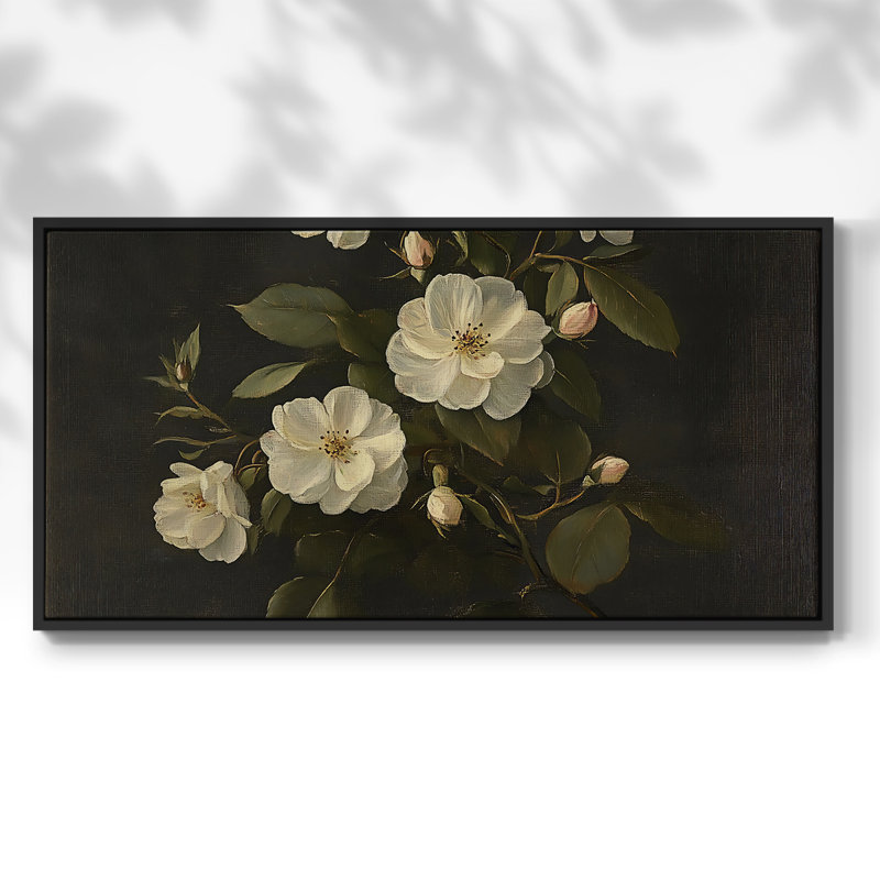 Botanical Series-CCL XXXVI - Toile tendue avec châssis encadré - Prêt à être accroché, H 21 po x l 41 po, Noir