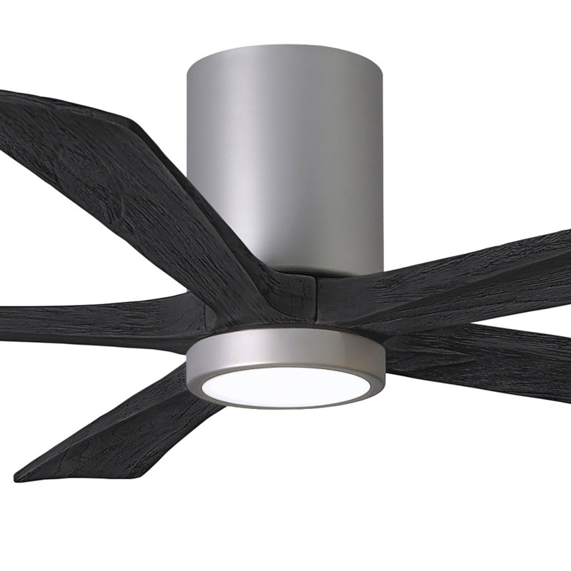 Ventilateur de plafond à 5 pales DEL avec ensemble d'éclairage inclus Irene, Nickel brossé, 52", Noir mat