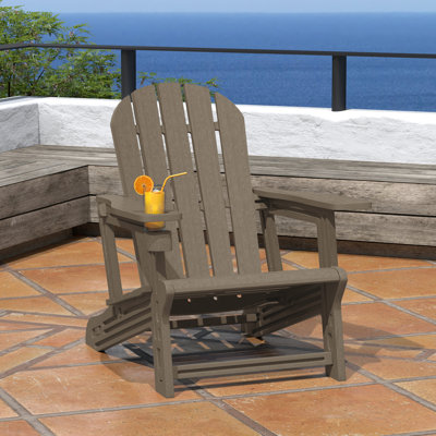 Outdoor Poly Adirondack Chair With Cup Holder