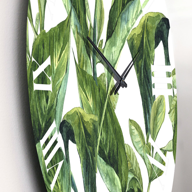 Feuillage de feuilles tropicales - Horloge murale tropicale, Petit