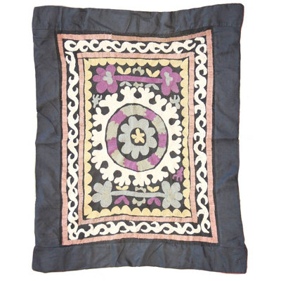 Tapis unique gris, ivoire, mauve et bleu de 2 pi 11 po x 3 pi 8 po One-of-a-Kind