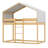 House-Shaped Bunk Bed Wood Frame With Tent-660926516