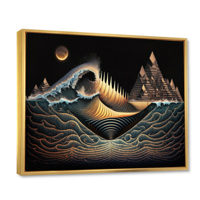 " Abstract Seascape Of Soundwaves In Retro Blue "