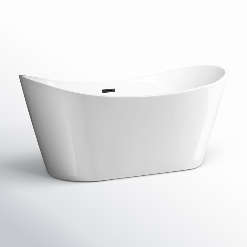 67'' x 32'' Freestanding Soaking Acrylic Bathtub, Oil Rubbed Bronze, White