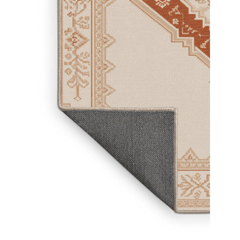 Soft Plush Eichhorn Traditional Oriental Area Rug in Beige – Beige Binding, 8' Round