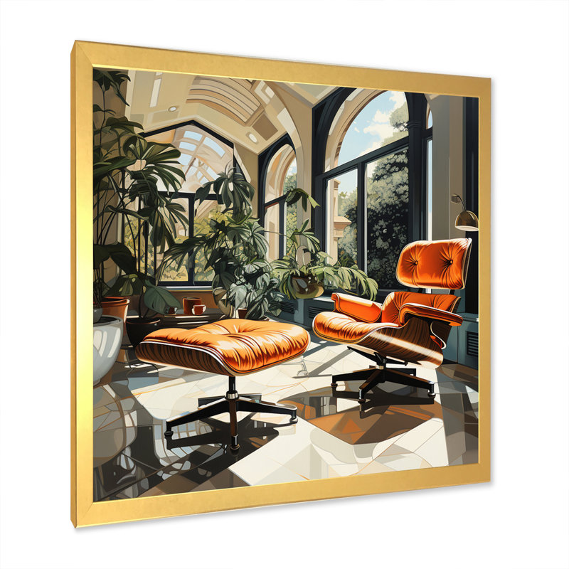 Chaises emblématiques Coral Green Mid Century - impression, H 30 po x l 30 po x P 1 po, Encadrement doré