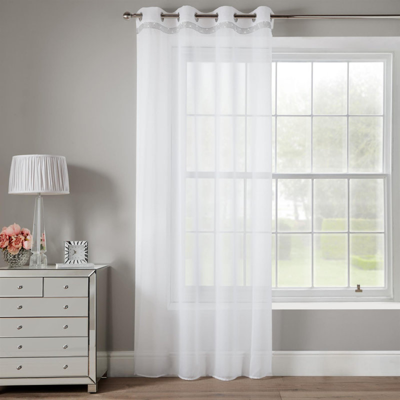 Asta Sheer Curtain Single Panel, 137.16 W x 144.78 D cm, White