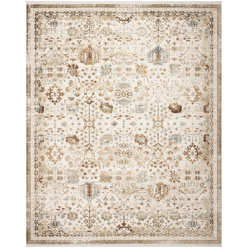 Yenier 7'10" x 9'10" Ivory Rust Vintage Indoor Rug, Rectangle 7'10" x 9'10"