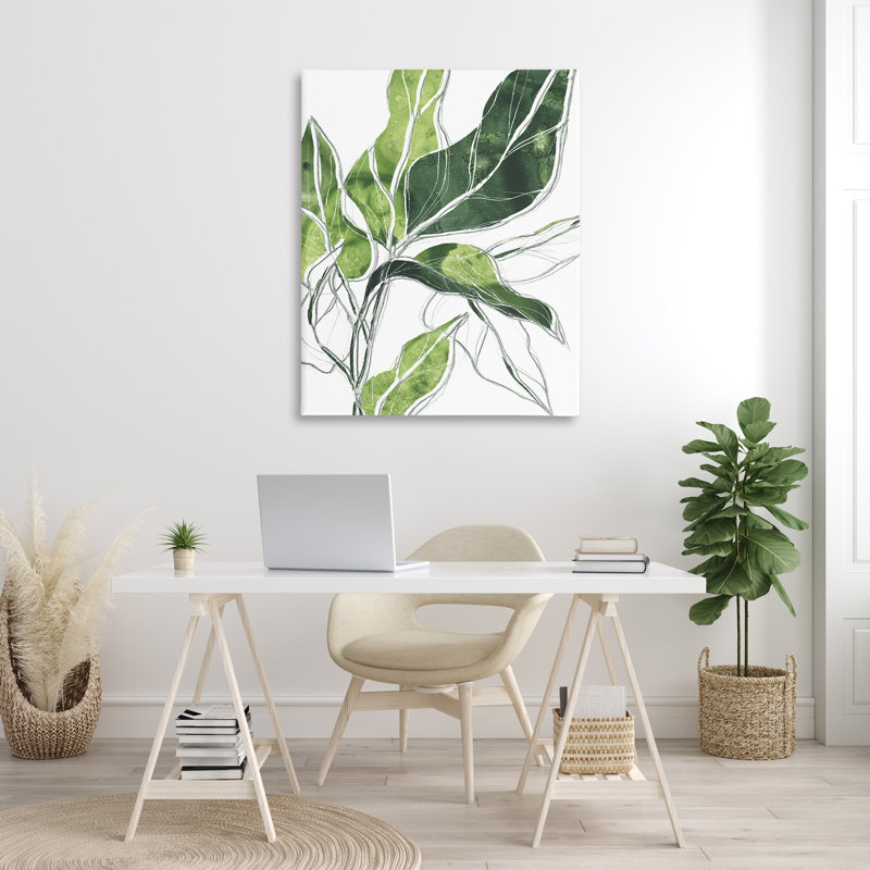 Motif de lignes vert palmier expressif, H 48 po x l 36 po