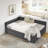Full Size Upholstered Daybed In Grey Velvet, Two Drawers For Storage Function, Comfortable And , Vertical Stripe Pattern, Easy Assembly Process Purposes, Hassle --189486958
