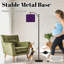 Lampe sur pied arc avec abat-jour ajustable Élégante lampe sur pied damassée mauve et noire 3 lumières à intensité variable avec télécommande