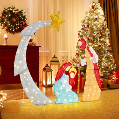 Décoration de Noël crèche de Noël illuminée 5 pi 5 pi