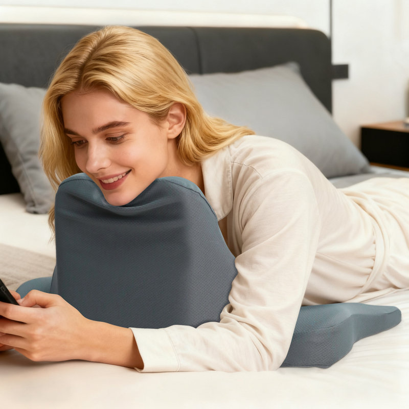 Prone Sleeping Pillow: Ergonomic Memory Foam Bed Pillow Reading Pillow For Lying, Back Support, Contour Orthopedic Pillow For Back Stomach Sleepers