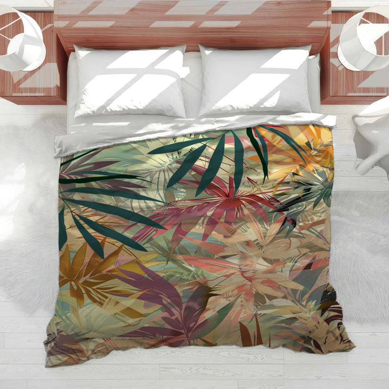 Édredon tropical à motif de feuilles tropicales, Édredon grand