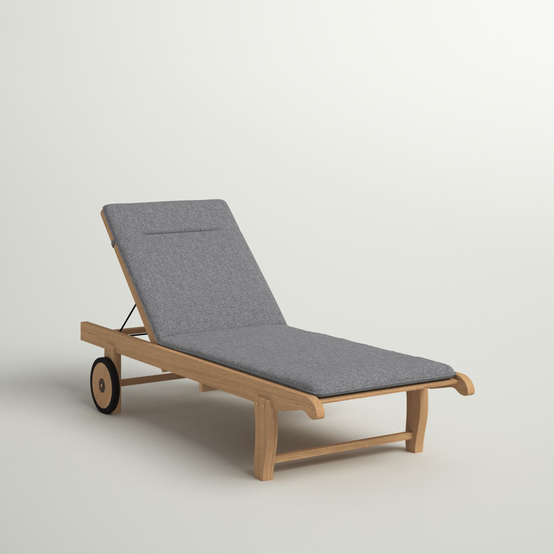 Brighton Reclining Teak Chaise Lounge with Table, Grey