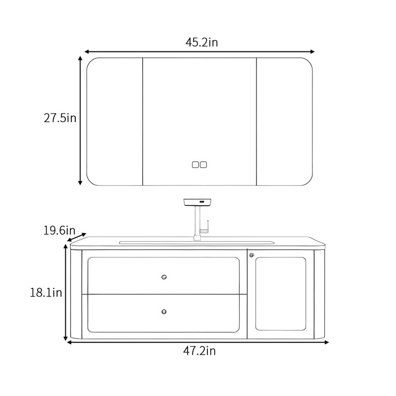Armoire de salle de bain française de style crème minimaliste