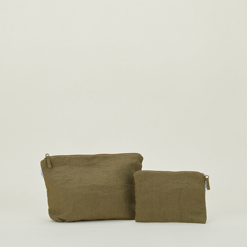  Linen/Cotton Makeup Organizer, Olive 