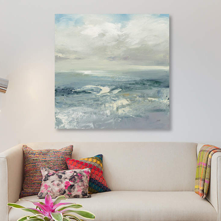 " Waves " by Julia Purinton, 12" H x 12" W x 0.75" D, Wrapped Canvas, No Mat
