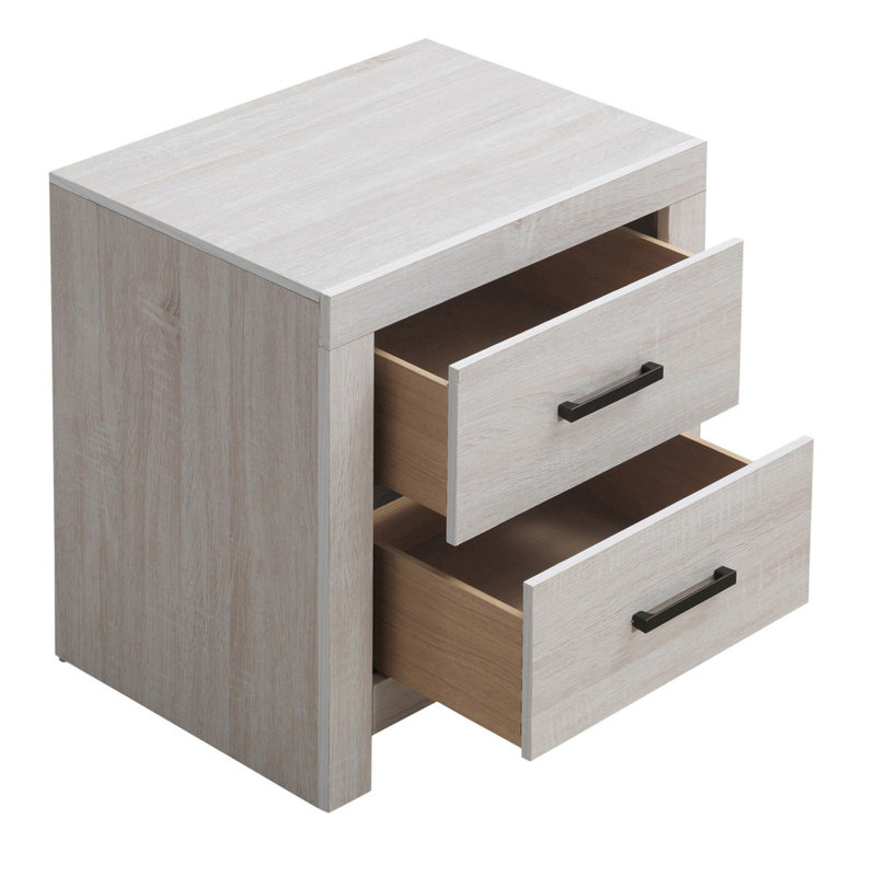 Table de chevet 2 tiroirs Dossantos, Blanc