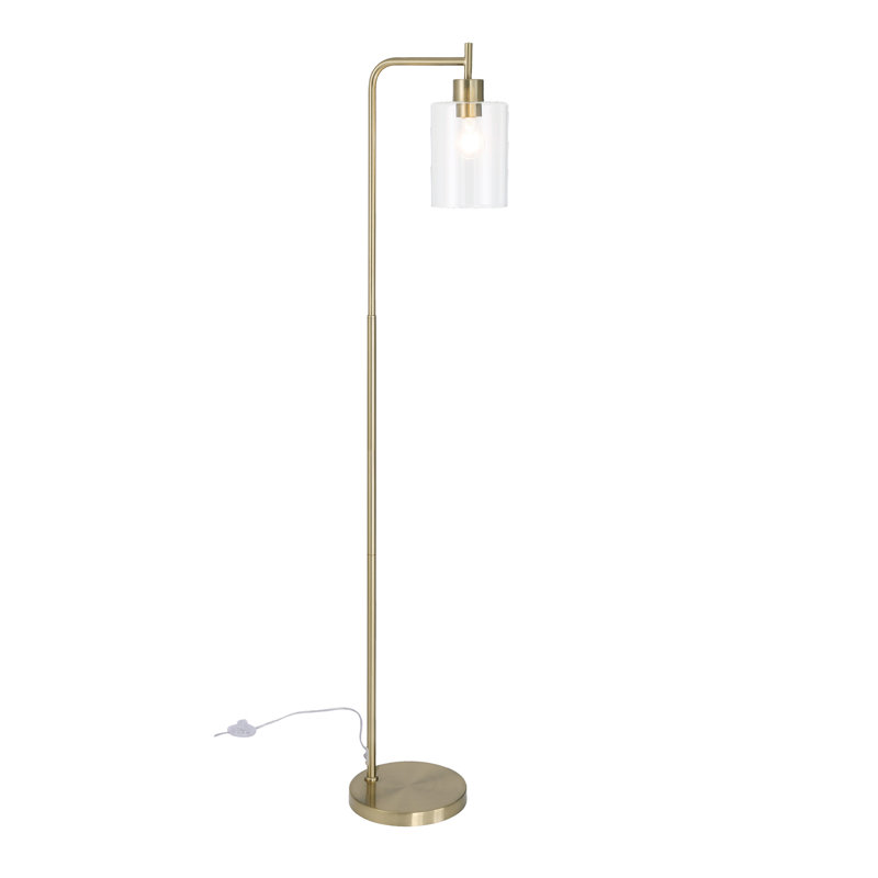 Liza 61" Arched Metal Floor Lamp with Glass Shade for Living rooms, Bedrooms, and Offices