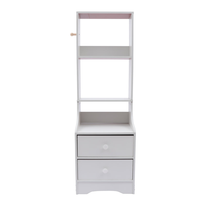 Table de chevet moderne avec 2 tiroirs et tablette de rangement, table de chevet blanche