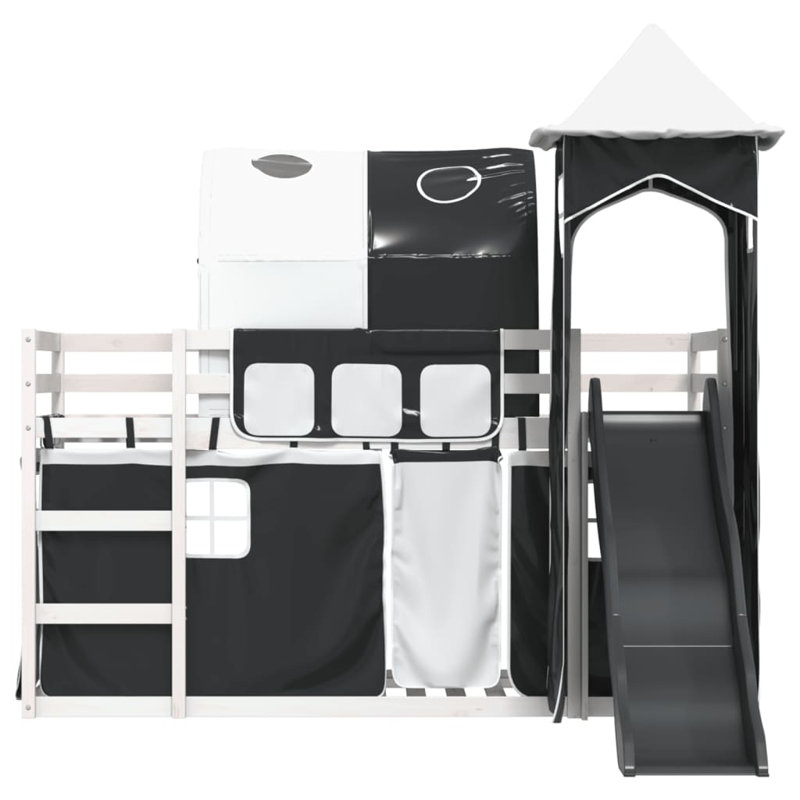 Hyannis Bunk Bed Themed Beds with Trundle Included, Single (90 x 190 cm), Black, White
