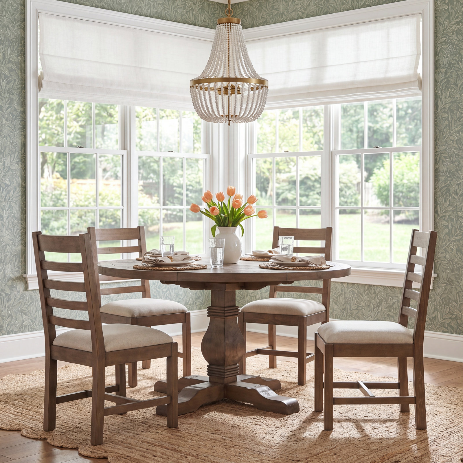 Kinston Pine Dining Table Set, Distressed Brown