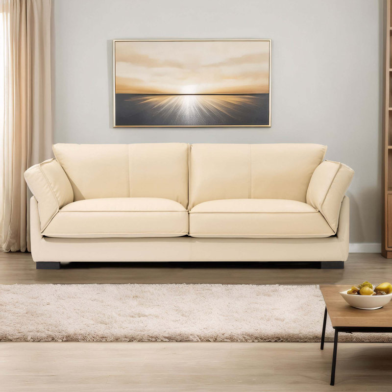 Canapé en cuir véritable 90 po, Beige