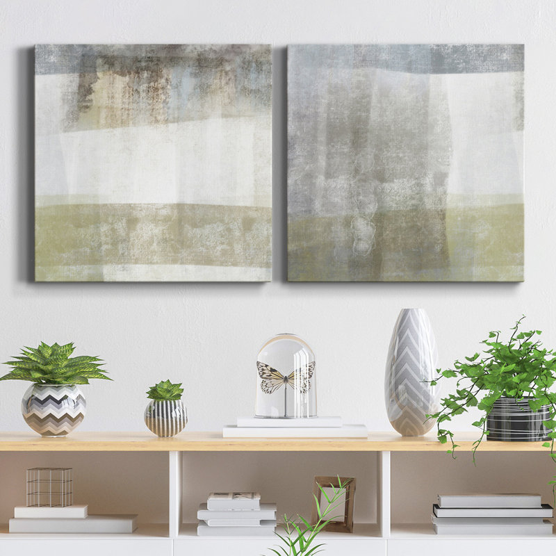Highland Fog I - ensemble de 2 reproductions d'art sur toile tendue, H 10 po x l 10 po x P 1,25 po