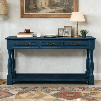 63inch Long Wood Console Table with 3 Drawers and 1 Bottom Shelf