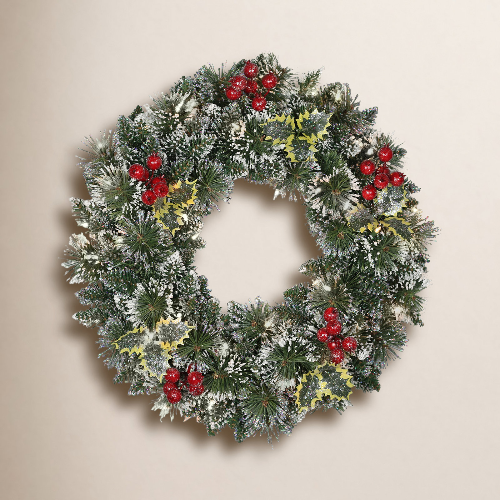 24'' Faux Pine Lighted Wreath