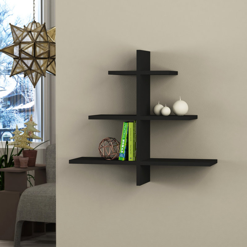 3 Piece Triangle Floating Shelf, Anthracite