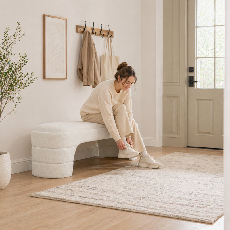 Banc de chambre rembourré 65 "pour vestibule, Blanc