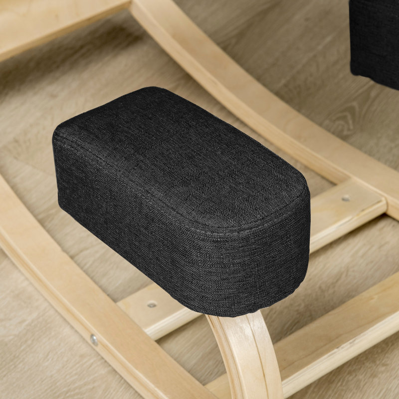 Ergonomic Kneeling Chair, Wood Kneel Stool, Black, Black