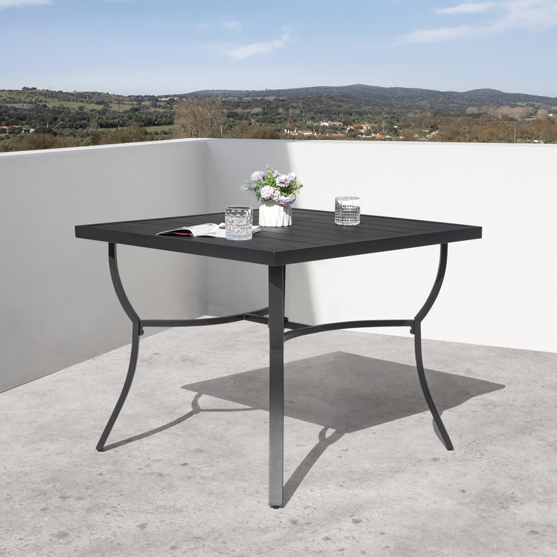 Patio 36 In. Dining Table With Aluminum Tabletop, Umbrella Hole