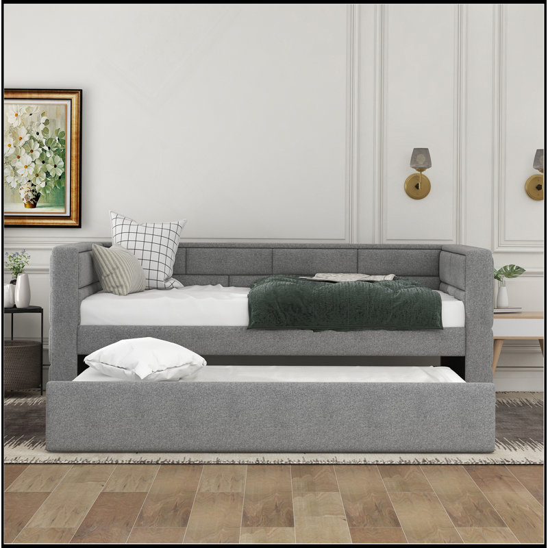 Lit de jour simple avec couchette et lit rembourré avec dossier rembourré