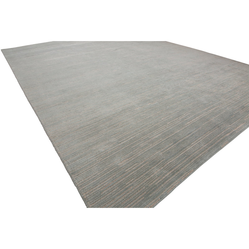 Tapis gris noué à la main Ritz, Rectangle 8 pi x 10 pi