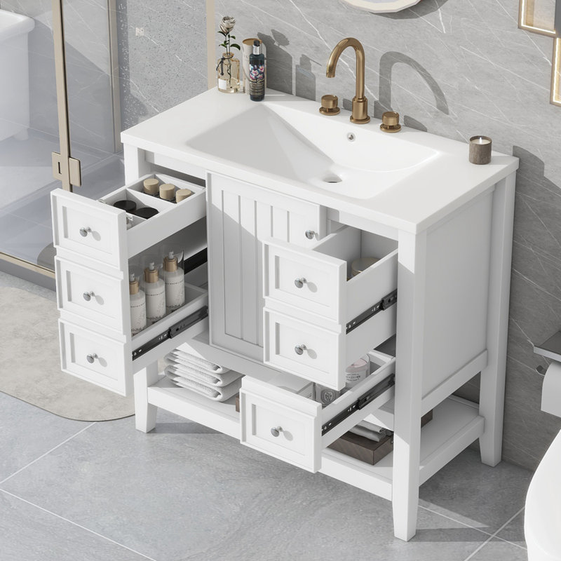 Ruxin 36" Single Bathroom Vanity Set, Blanc