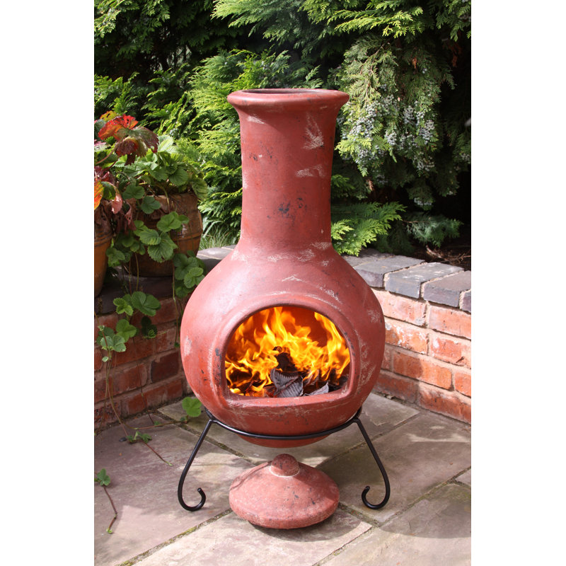 Colima Column Clay Chimnea, Red