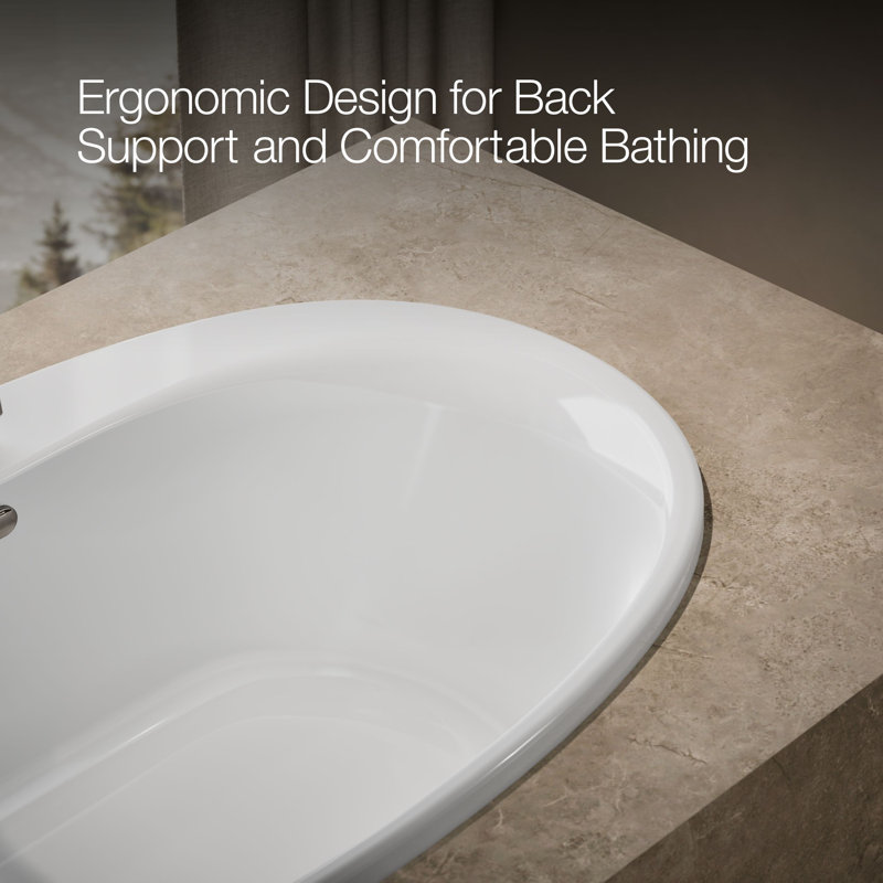 Underscore Oval Drop-in Bath with Bask Heated Surface, White
