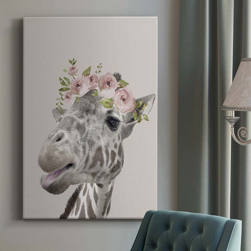Peek a Boo Giraffe I - Impression sur toile tendue, H 12 po x l 8 po x P 1 po
