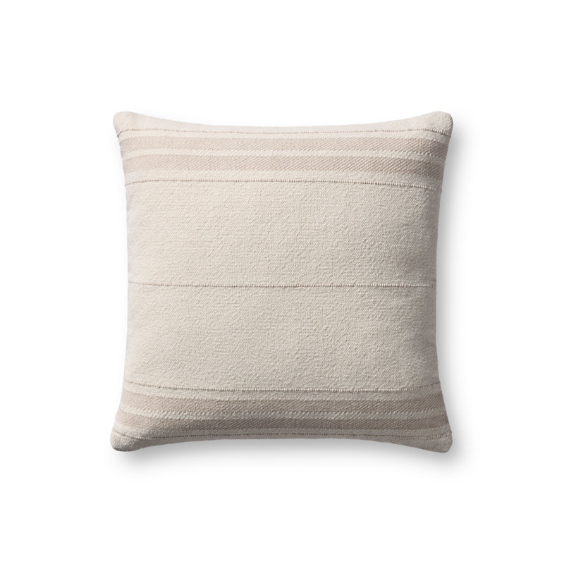 Magnolia Home by Joanna Gaines x Loloi Selena Accent Pillow, Beige, Square 18", Polyester