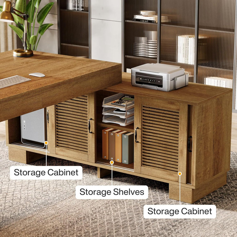 74.8-Inch L Shaped Computer Desk with Storage | Wayfair