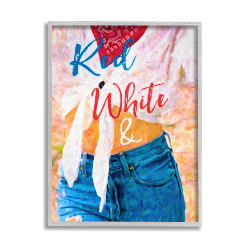 Rouge, blanc et bleu, H 14 po x l 11 po x P 1,5 po, Estampe numérique Farmhouse
