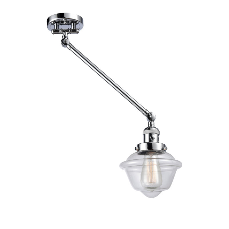 Bras articulé à 1 lumière à intensité variable Calliope, Transparent, Chrome poli, Ampoule DEL rétro de 3,5 watts
