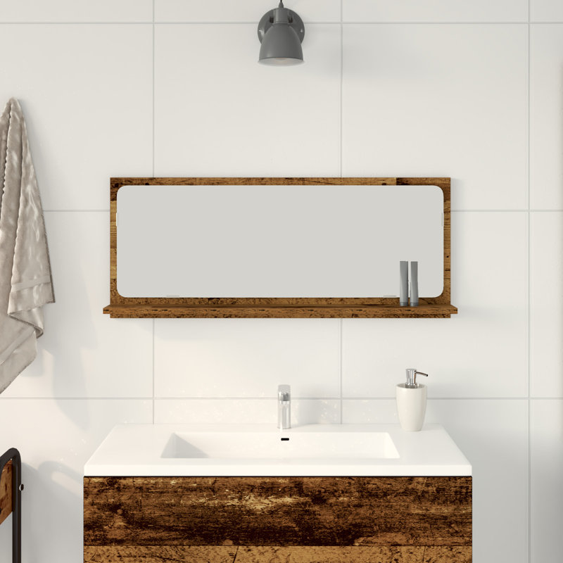 Rectangle Mirror, 37 cm H x 90 cm W, Old Wood